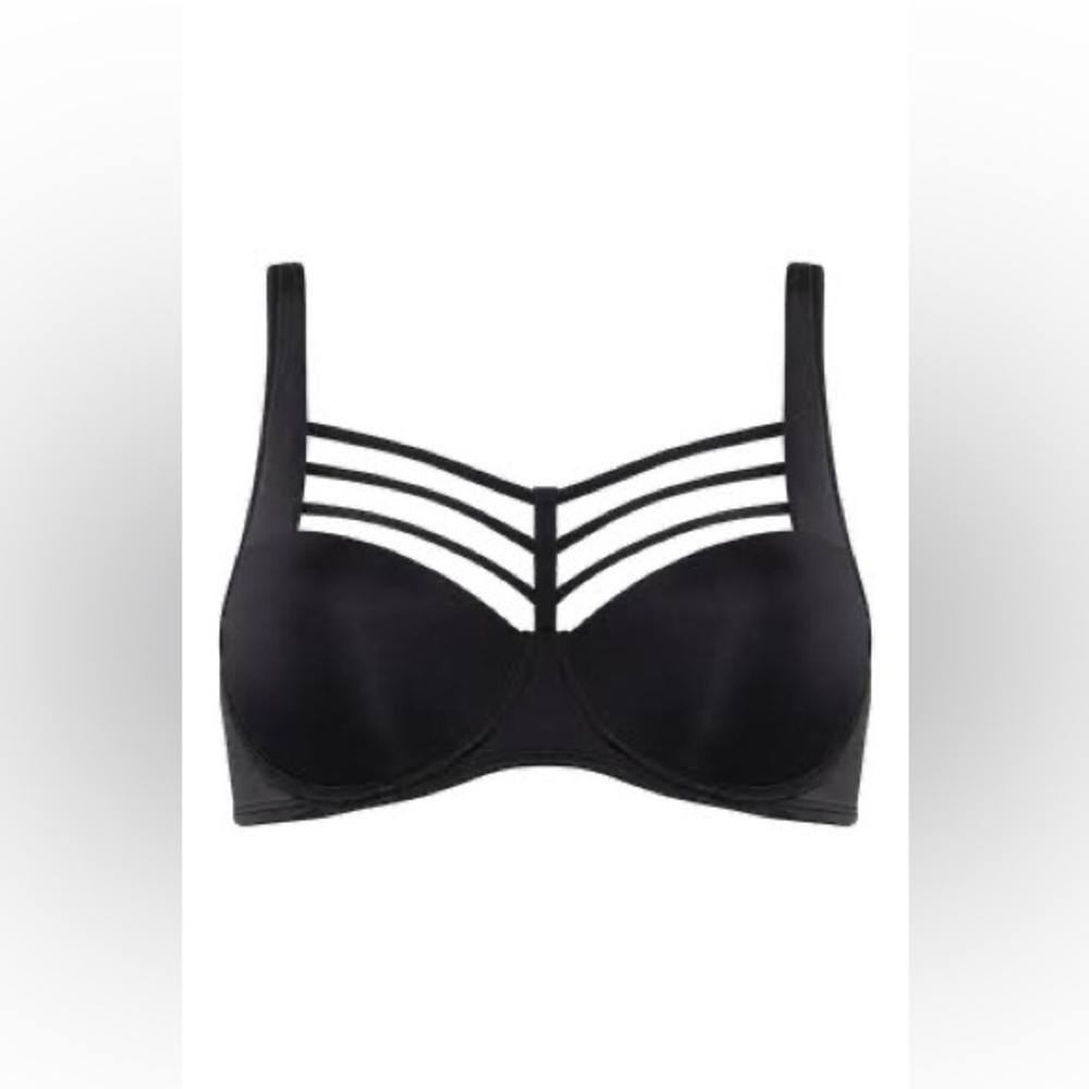 Strappy Detail Black Underwire Bra